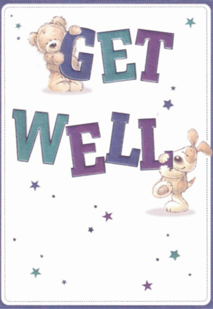 This get well card, lovingly illustrated with a bear and puppy, channels the gentle encouragement found throughout Ruislip's welcoming neighbourhoods. The characters-bear with downy-soft fur and a puppy with velvet-flopped ears-are surrounded by playful, twinkling stars, as if sending waves of hopeful wishes across the pale, serene backdrop. The typography stands out confidently in hues of teal and purple, grounding the composition in reassurance and cheery optimism, much like the flower stalls that brighten Ruislip High Street after rain. Every brushstroke conjures a sense of touch and warmth, inviting the viewer to share in the scene's emotional embrace. The artistry recalls the care with which bouquets are prepared by local hands-each petal positioned to comfort and support. Sending this card with a fresh bouquet from a Ruislip florist unites visual delight and heartfelt intention, ensuring the recipient feels remembered and cherished throughout their recovery. The overall effect is one of lightness and hope, infusing any space with the gentle positivity of the Ruislip community.