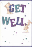 Alive with joyful colour and gentle encouragement, this illustrated get well card is perfect for sharing kindness in Ruislip. The scene plays out as a sweet teddy bear and a playful puppy join forces to deliver heartfelt wishes: the bear balancing atop the bold 'GET,' the puppy leaning into 'WELL' below. Their fur, rendered in soft browns and creams, looks so inviting that you can all but feel their comforting embrace. Across the clean cream background, stars in vibrant blue, purple, and teal scatter, reminiscent of the early spring skies over local parks. The bold, friendly letters mirror the energy and vibrancy found in bouquets from Ruislip's trusted florists, standing out confidently to declare hope and healing. Each element of this card is crafted with care-a visual salve that soothes and uplifts, just like a freshly delivered bouquet. Sending it alongside flowers offers genuine comfort, making recovery feel a little lighter for any friend or loved one in the heart of Ruislip.